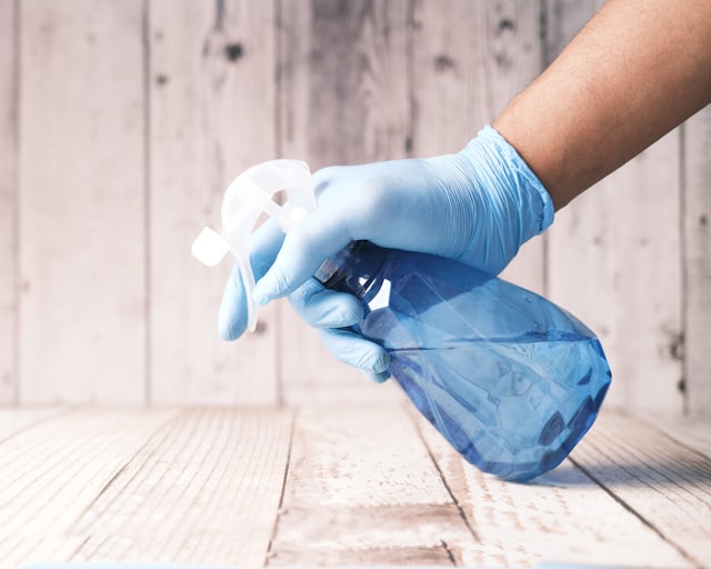Carpet being cleaned with a hot-water extraction machine